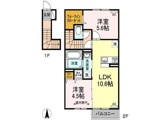 アパート 青森県 五所川原市 中央5丁目 North Wave40 2LDK