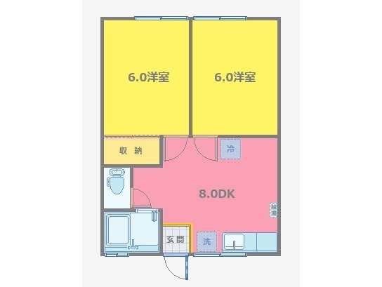 アパート 青森県 青森市 浦町奥野 ル・ヴィラージュ 2DK