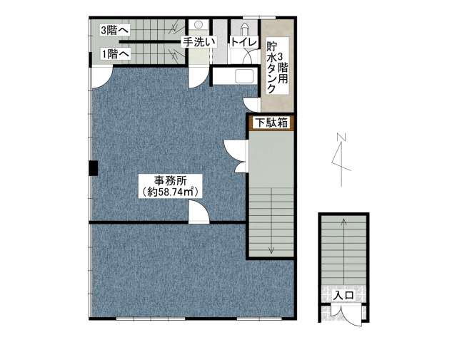 事務所 弘前市東長町「山内ビル(2階)」 メイン画像