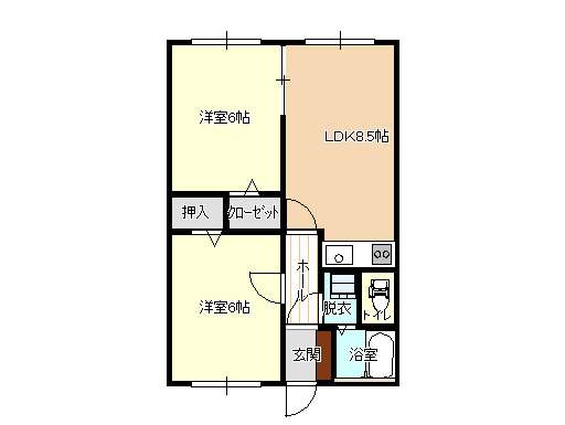 アパート 青森県 青森市 油川岡田 ダイヤモンドペンションD棟 2LDK