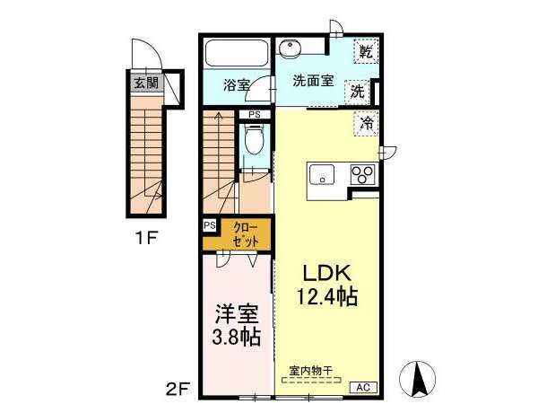 アパート 青森市浜田字玉川 レジデンス翠 1LDK