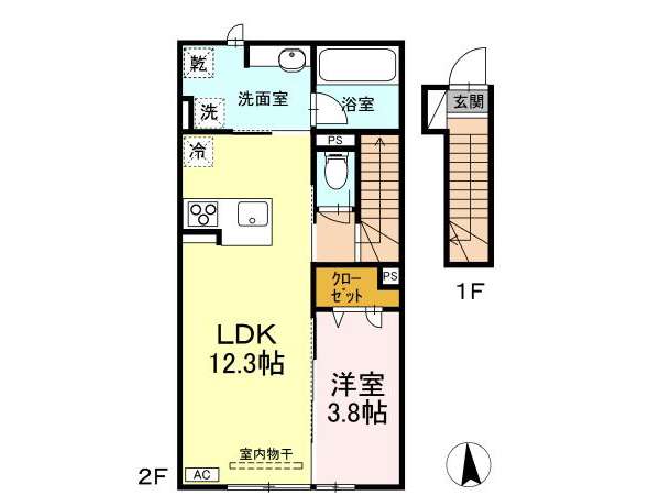 アパート 青森市浜田字玉川 レジデンス翠 1LDK