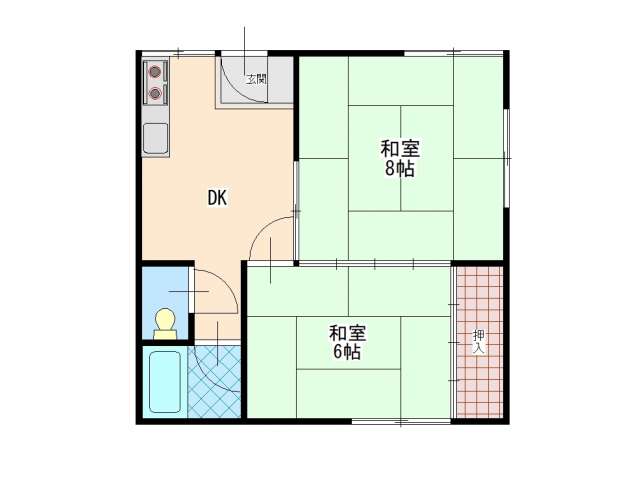 アパート 青森県 八戸市 根城西ノ沢 西園荘 2DK