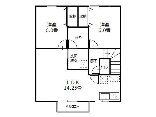 アパート 青森県 弘前市 御幸町 エイジュ福原 2LDK