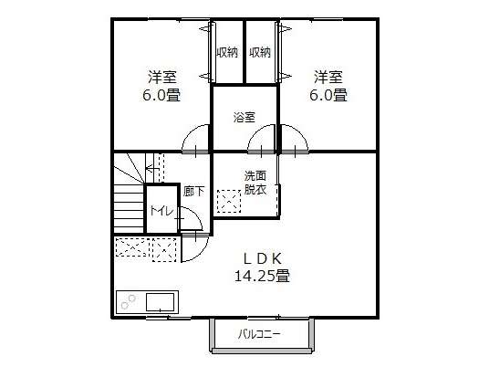 アパート 青森県 弘前市 御幸町 エイジュ福原 2LDK