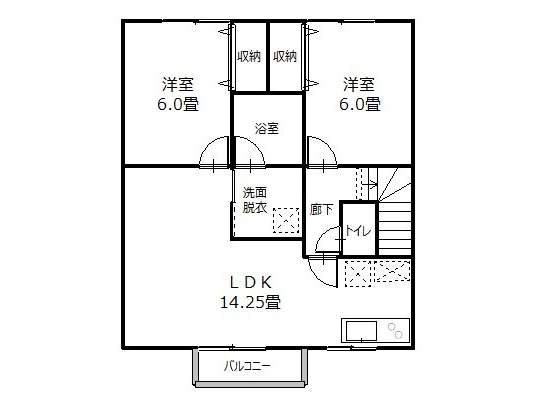 アパート 青森県 弘前市 御幸町 エイジュ福原 2LDK