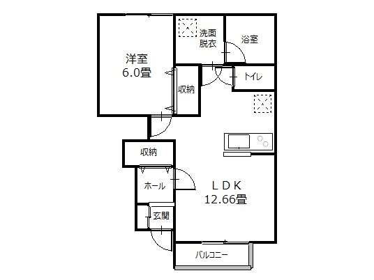 アパート 青森県 弘前市 御幸町 エイジュ福原 1LDK