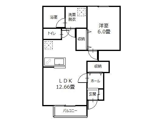 アパート 青森県 弘前市 御幸町 エイジュ福原 1LDK