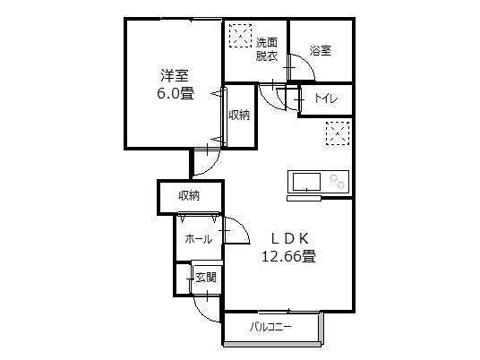 アパート 青森県 弘前市 御幸町 エイジュ福原 1LDK