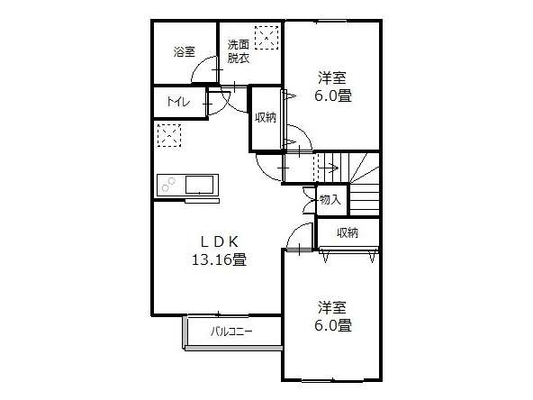 アパート 青森県 弘前市 御幸町 エイジュ福原 2LDK