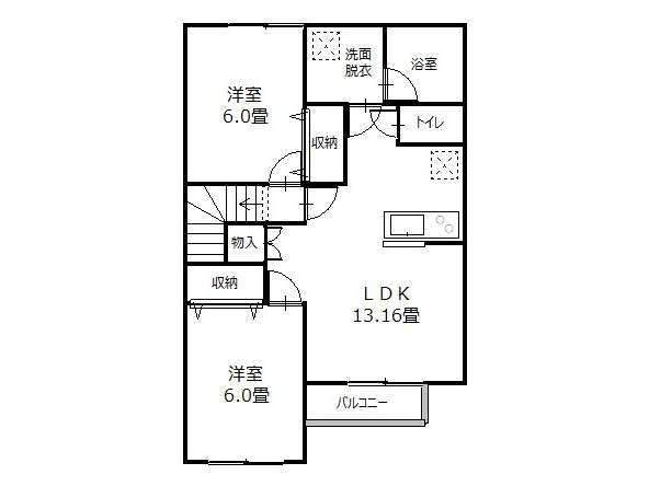 アパート 青森県 弘前市 御幸町 エイジュ福原 2LDK