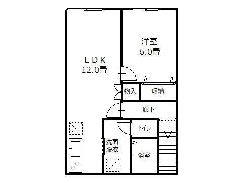 アパート 青森県 弘前市 御幸町 エイジュ福原 1LDK