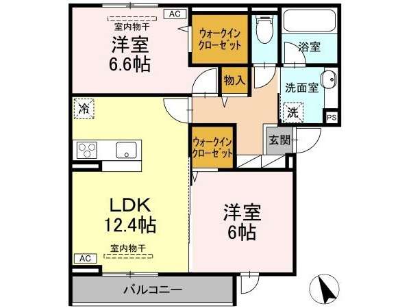 アパート 岩手県 盛岡市 高松3丁目 CREST高松 2LDK